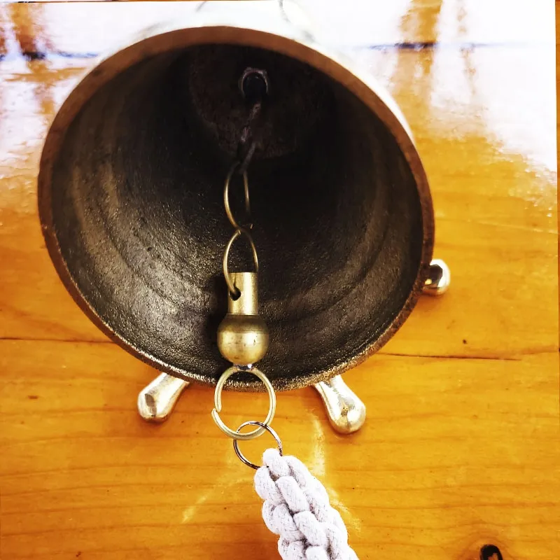 Bronze bell with stand, rudder, steering wheel
