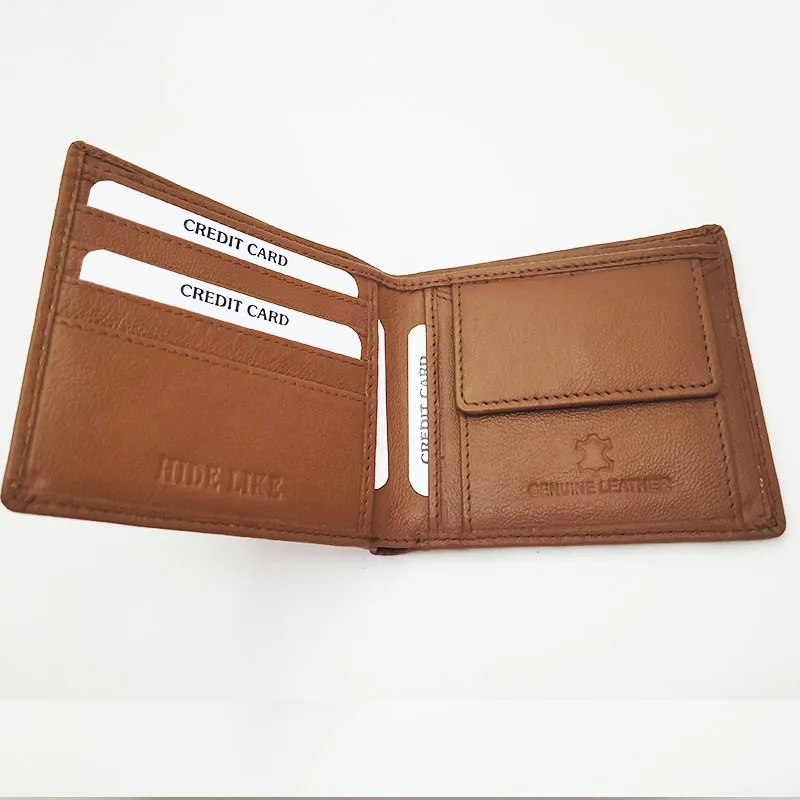 Genuine Leather Wallet for Men – Slim Bifold Wallet with Coin Pocket, Handmade Calf Leather Wallet, Classic Minimalist Design. Model 3