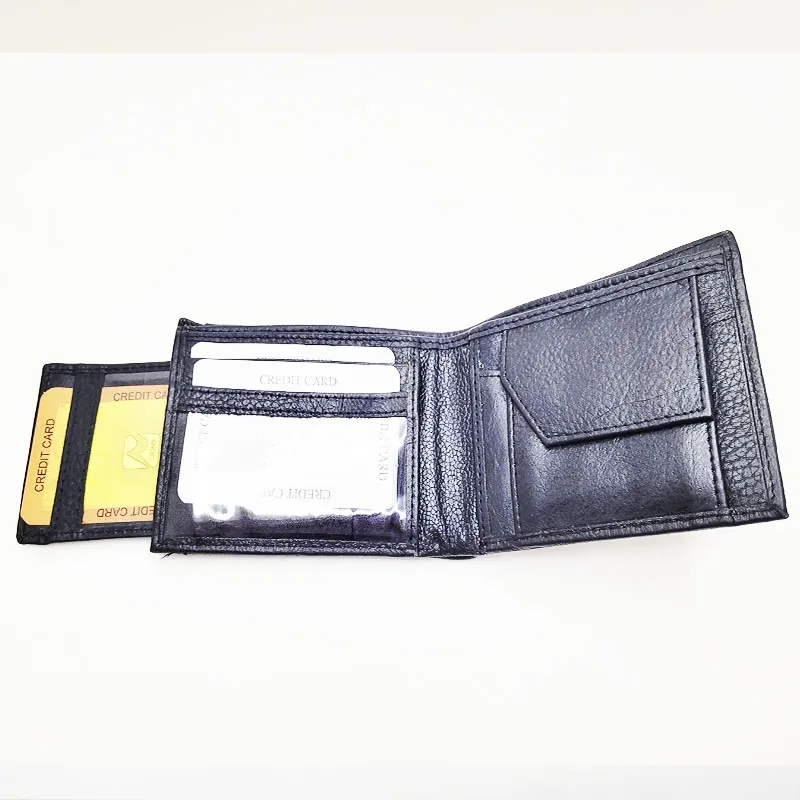 Genuine Leather Wallet for Men – Slim Bifold Wallet with Coin Pocket, Handmade Calf Leather Wallet, Classic Minimalist Design. Model 8